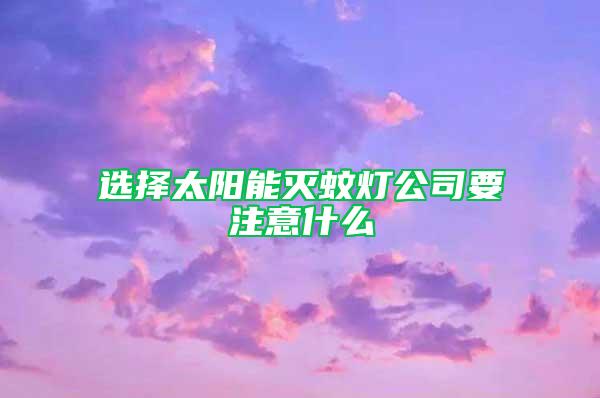 選擇太陽(yáng)能滅蚊燈公司要注意什么