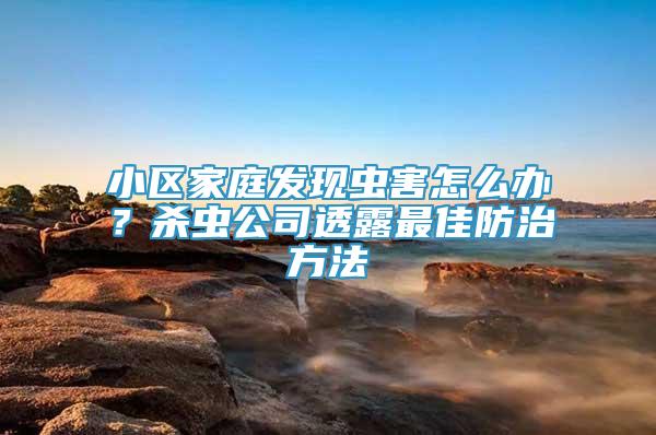 小區(qū)家庭發(fā)現(xiàn)蟲害怎么辦？殺蟲公司透露最佳防治方法